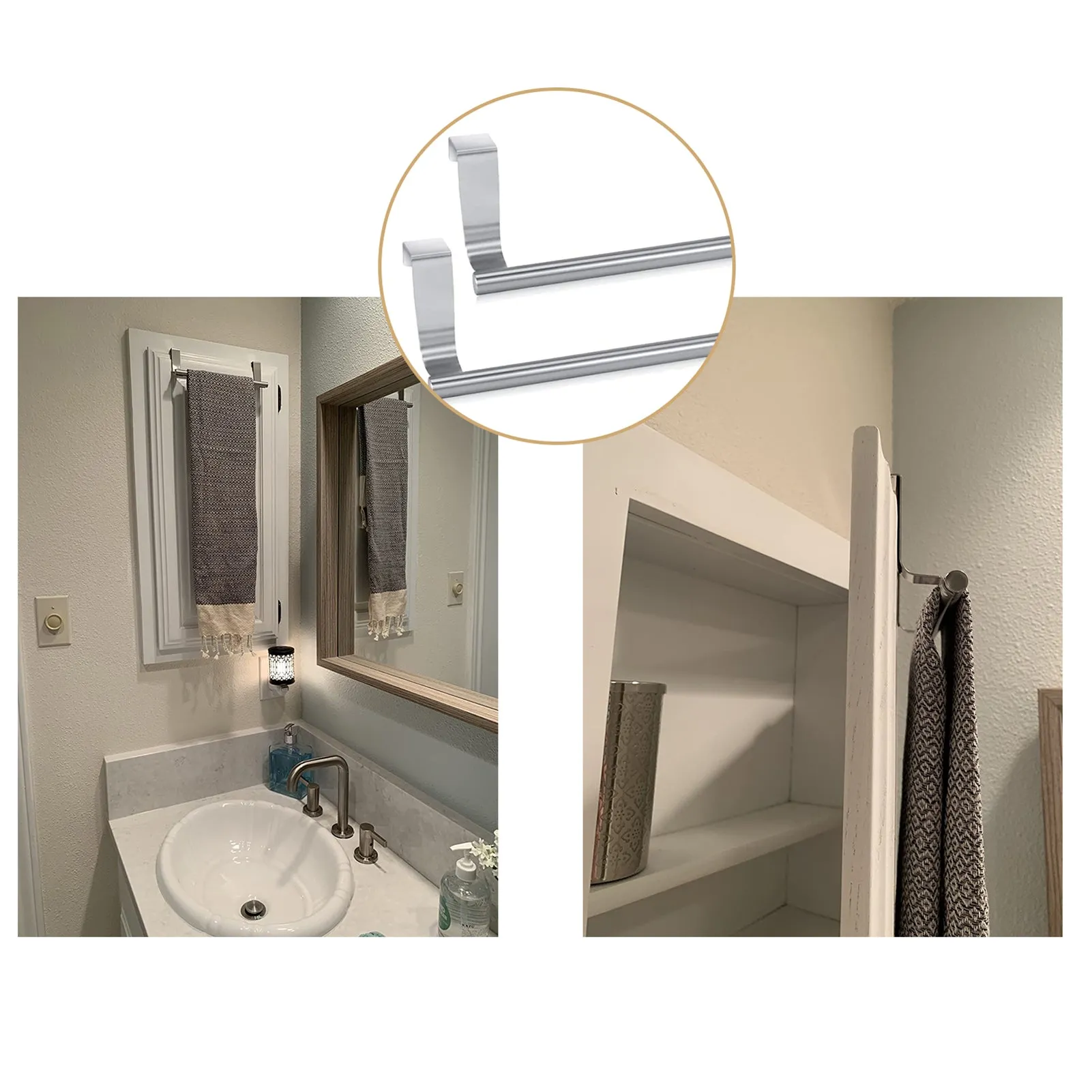 2 Pcs Stainless Steel Single Rod Towel Rack