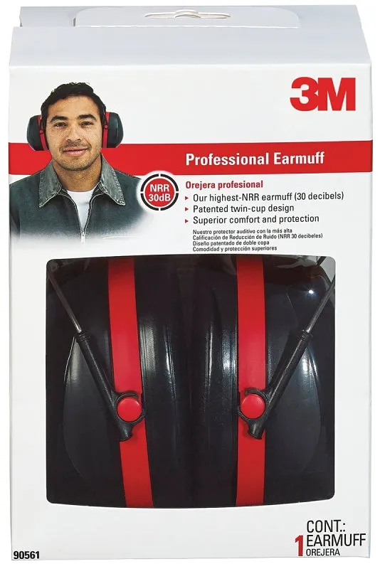 3M Pro Series 7100107419 Ear Muffs, 30 dB NRR, Black/Red :EA: QUANTITY: 1