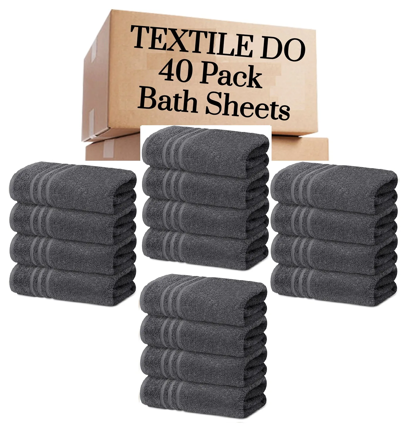 40 Pieces Bath Sheets Large Bulk Towels Set 75cm X 150 cm Bath Towels