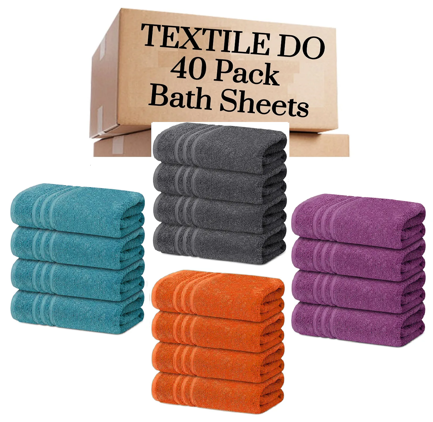 40 Pieces Bath Sheets Large Bulk Towels Set 75cm X 150 cm Bath Towels