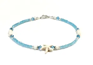 Aqua Ankle Bracelet - Starfish - Sterling Silver - Beach Anklet