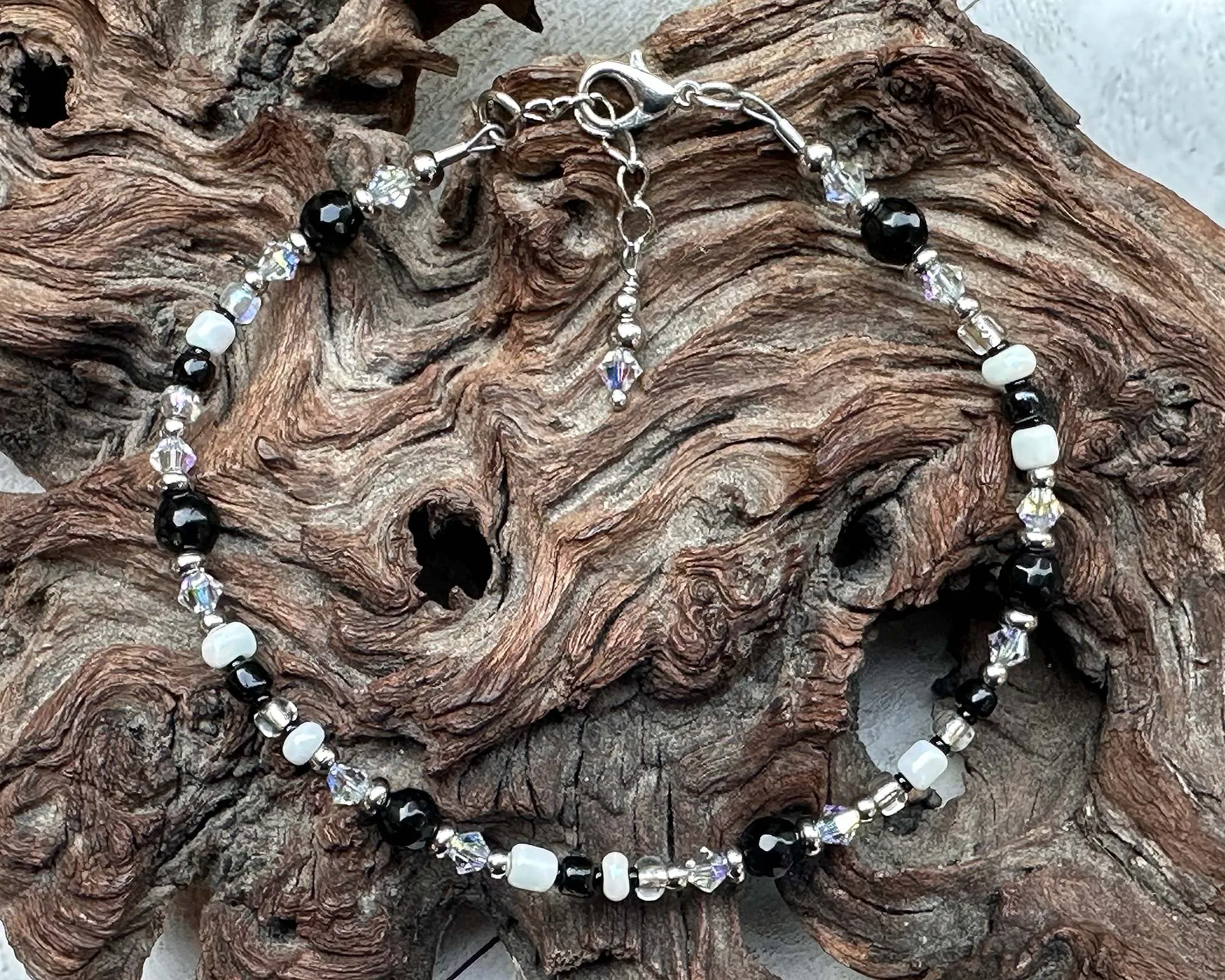 Black Agate Gemstone Beaded Anklet