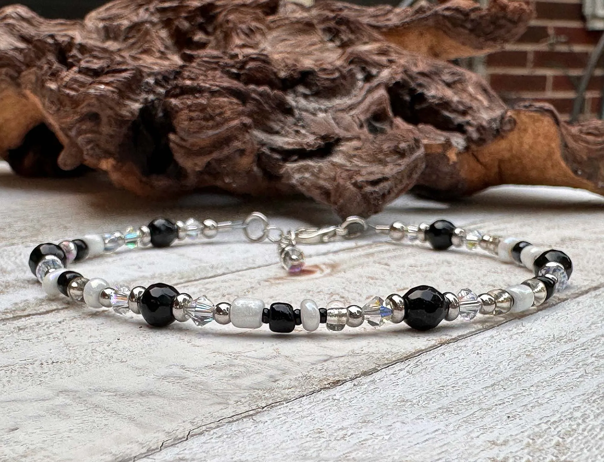 Black Agate Gemstone Beaded Anklet