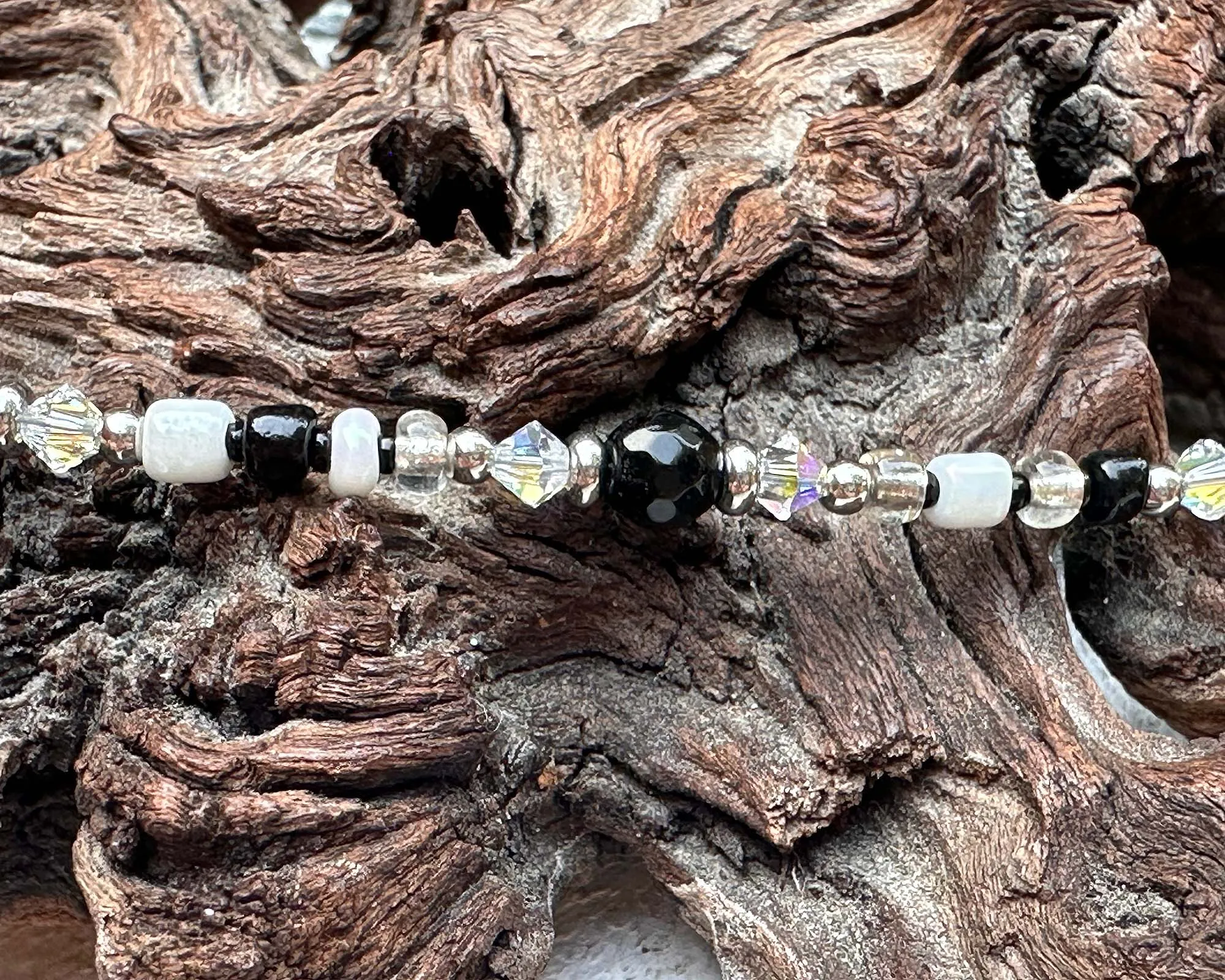 Black Agate Gemstone Beaded Anklet