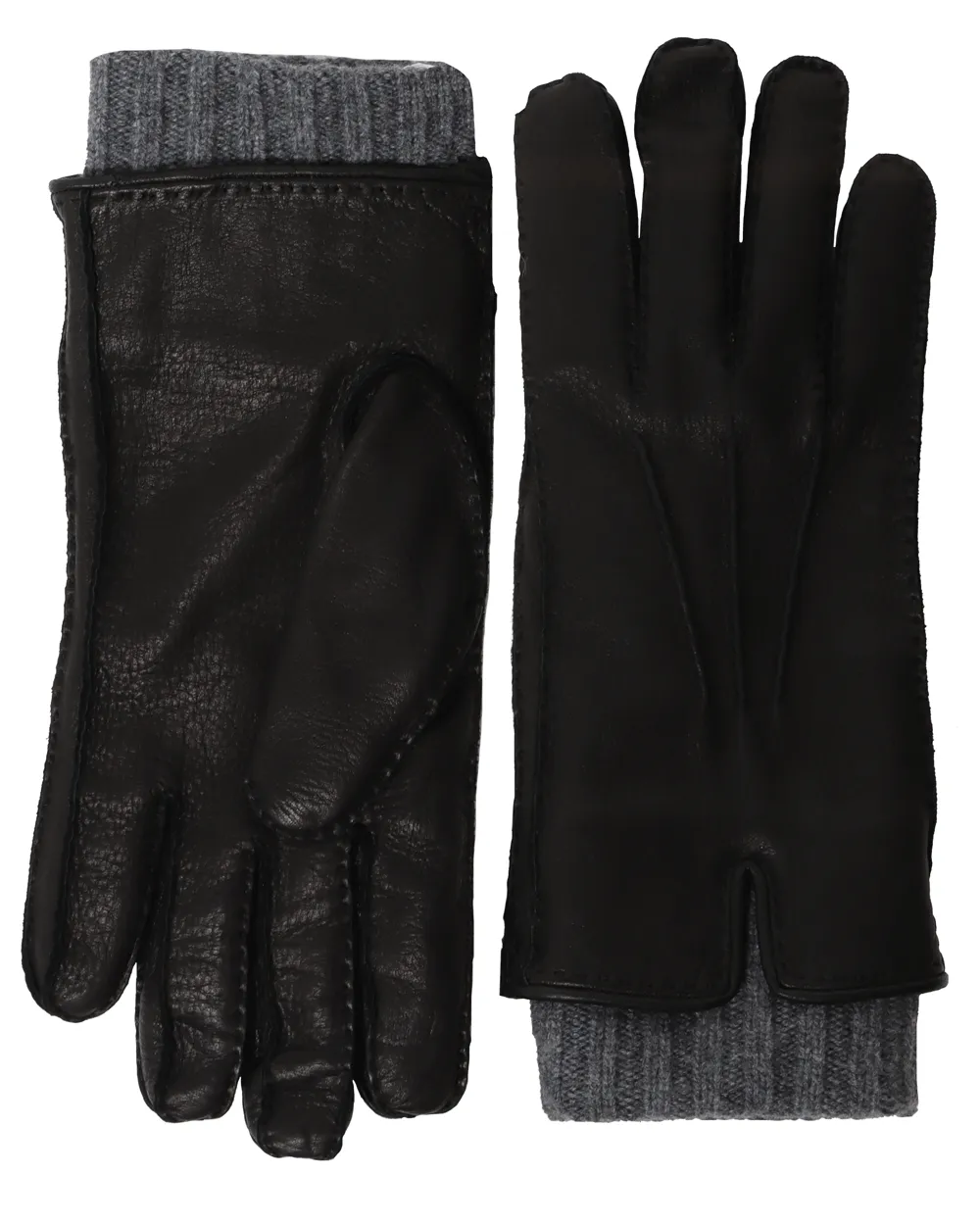 Black and Charcoal Deerskin Gloves