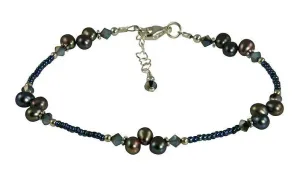 Blue Peacock Pearl Beaded Anklet