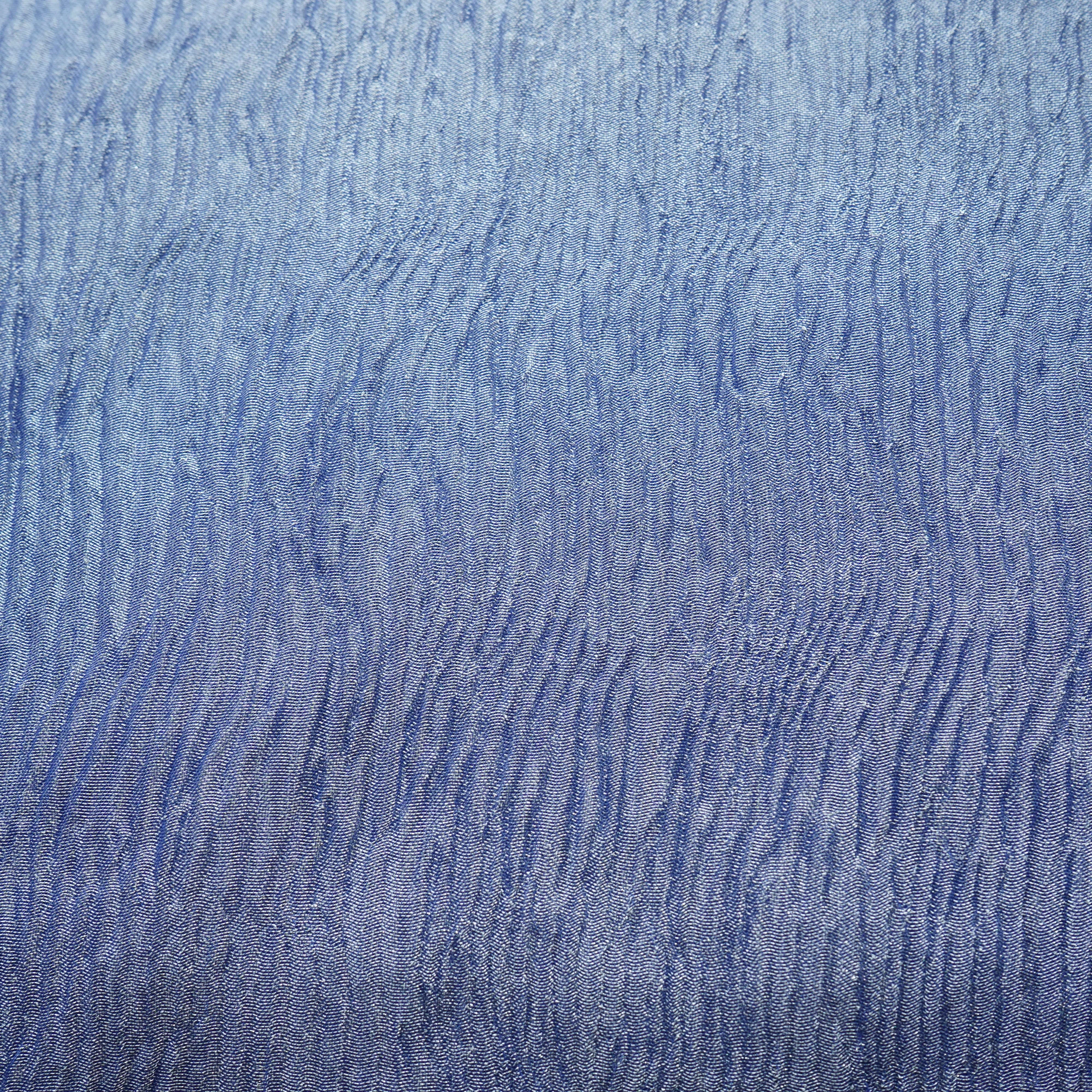 Blue Solid Shimmer Crushed Tissue Fabric