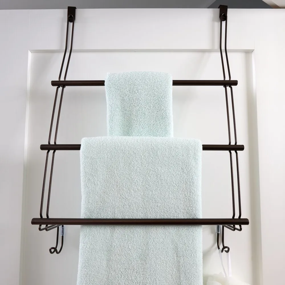 Classico Over Shower Door Towel Rack 3 Bronze