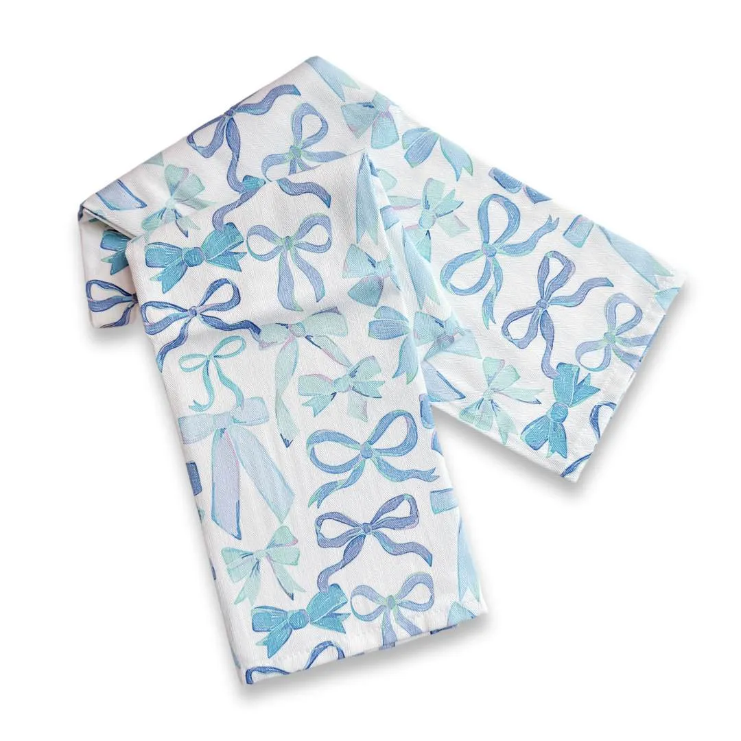 Cotton Dish Towels Set of 2: Blue Bows