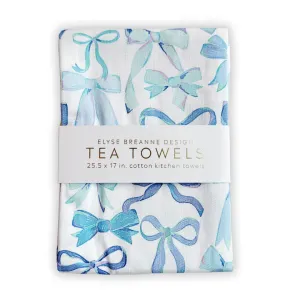 Cotton Dish Towels Set of 2: Blue Bows