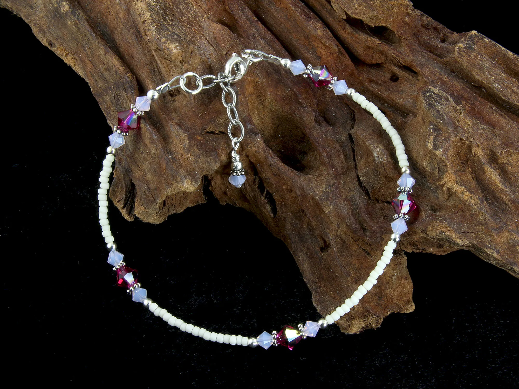 Dazzling Violet Opal Fuchsia Crystal Anklet