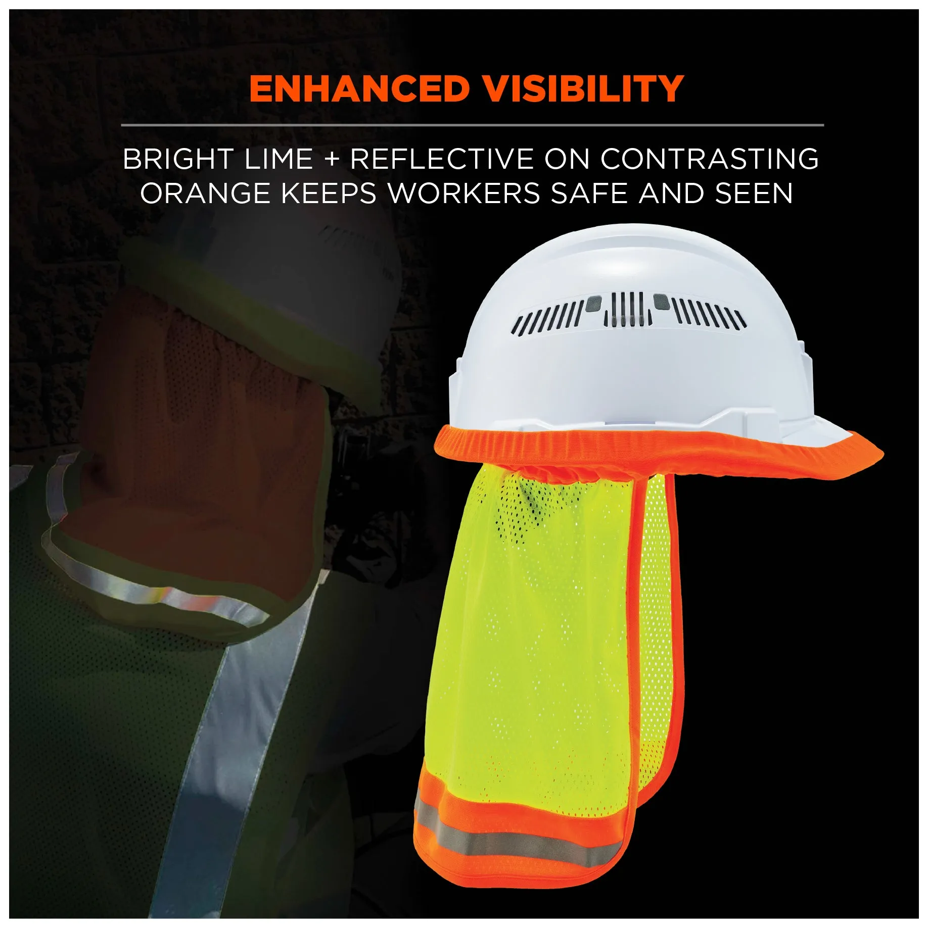 Ergodyne GloWear 8005 Hi-Vis Hard Hat Neck Shade - Lime