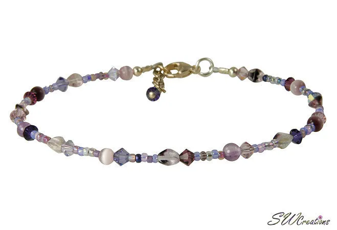 Field of Violets Purple Mix Beaded Anklet