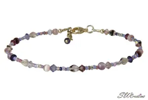 Field of Violets Purple Mix Beaded Anklet