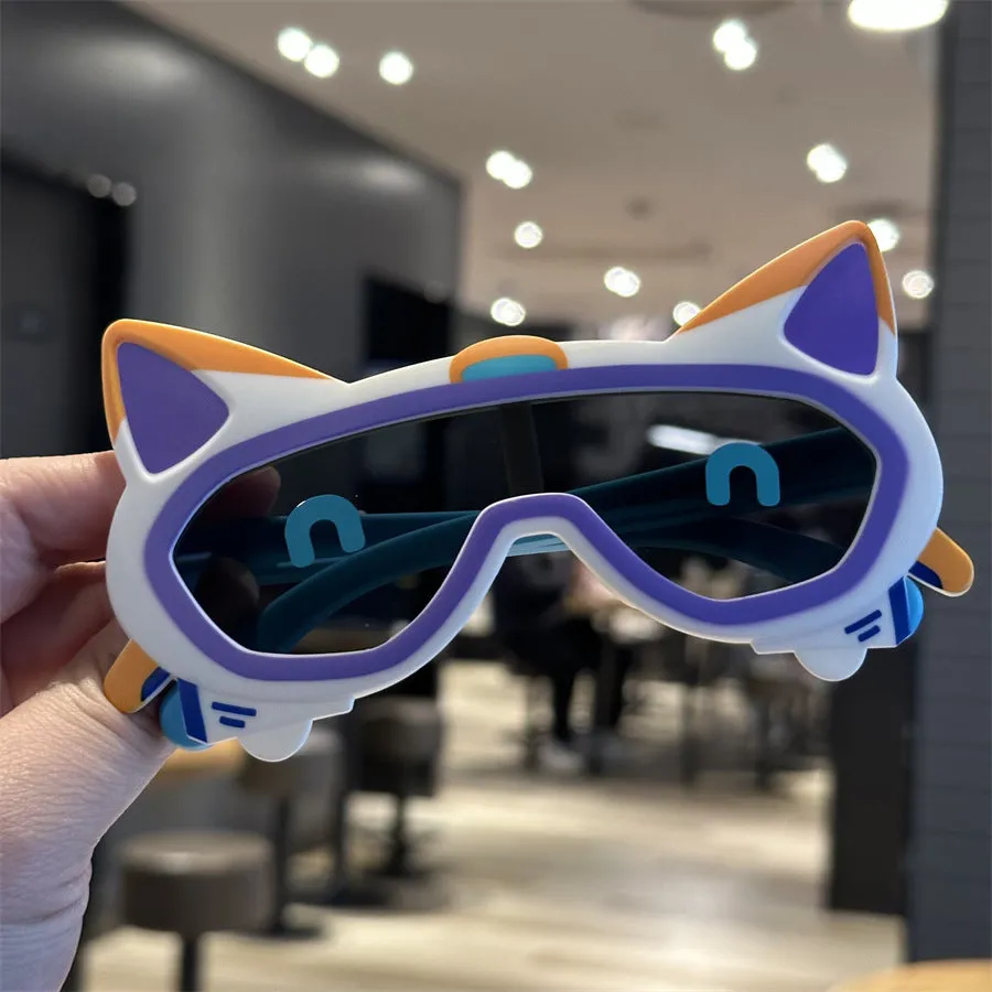 French bucket integrated lens children's sunglasses soft silicone boys cool sunglasses baby polarized glasses cartoon puppy