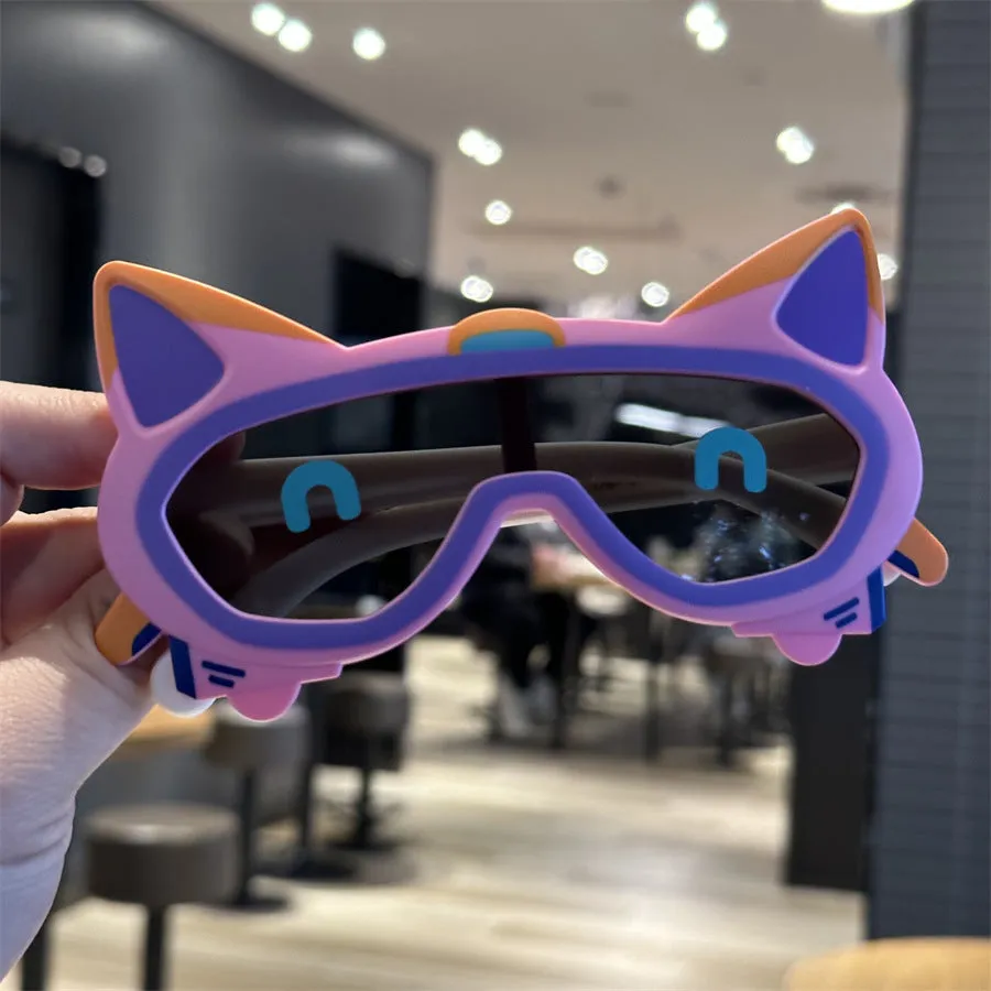 French bucket integrated lens children's sunglasses soft silicone boys cool sunglasses baby polarized glasses cartoon puppy