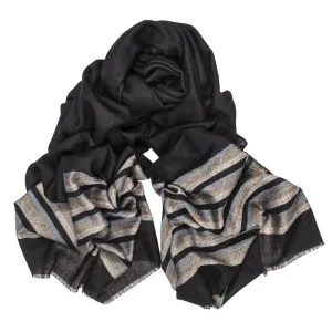 Lombard Black Wool and Silk Scarf