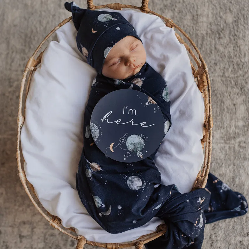 Milky Way | Baby Jersey Wrap & Beanie Set