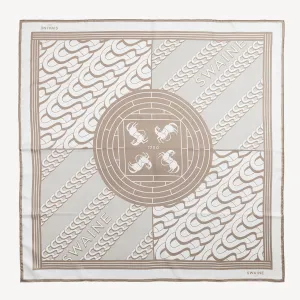 Monogrammed Silk Scarf - Beige