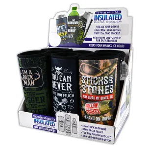 Neoprene 24 Oz Can and Bottle Cooler - 6 Pieces Per Retail Ready Display 22477