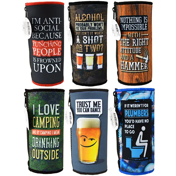 Neoprene 24 Oz Can and Bottle Cooler - 6 Pieces Per Retail Ready Display 26452