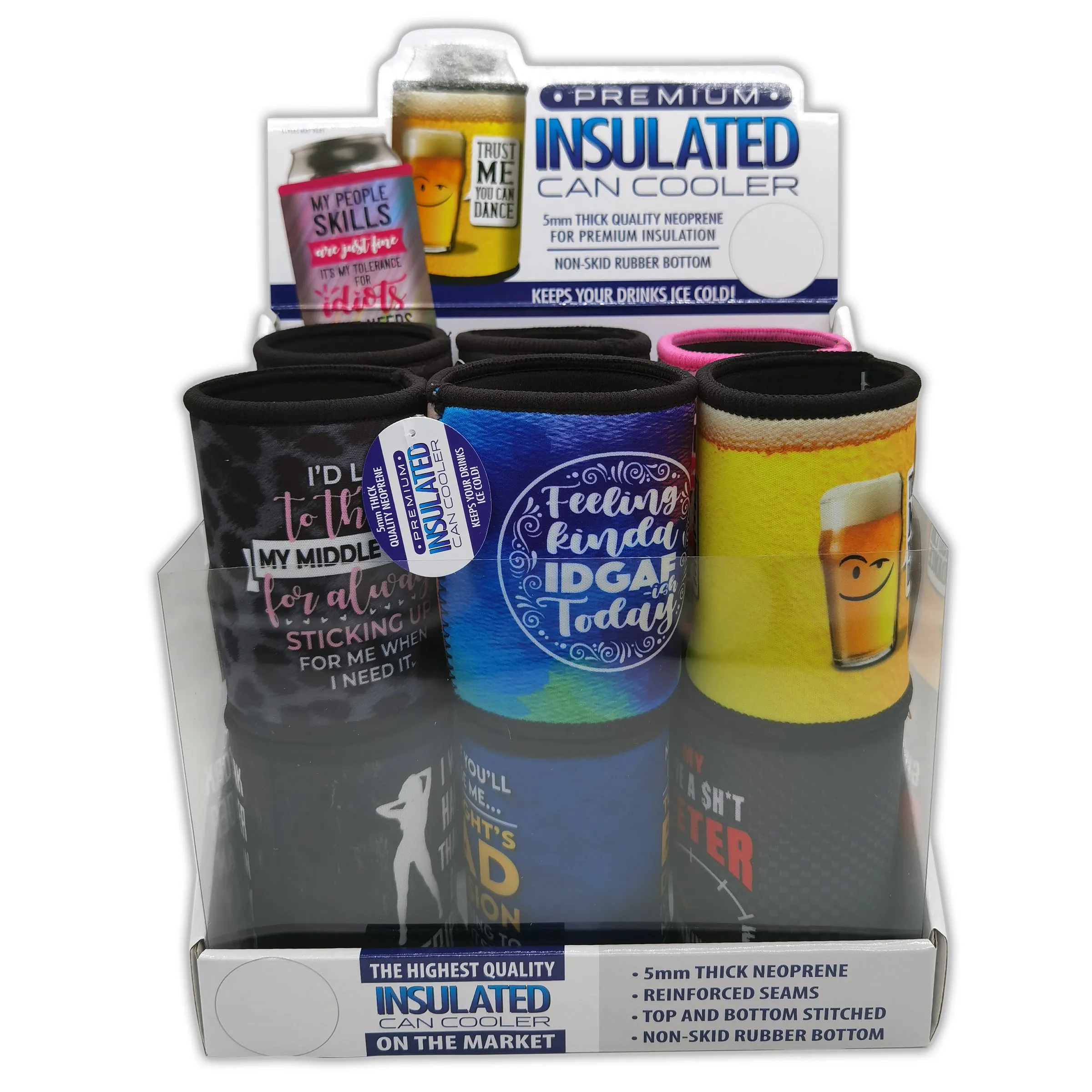 Neoprene Can & Bottle Cooler - 12 Pieces Per Retail Ready Display 23136