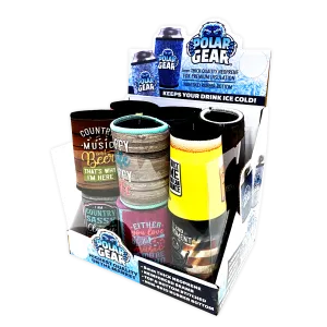 Neoprene Can and Bottle Cooler Assortment - 12 Pieces Per Retail Ready Display 23413