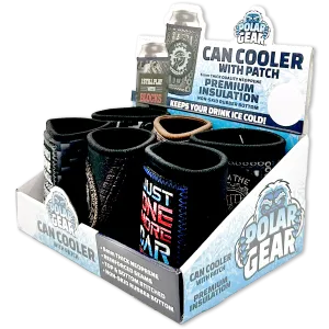 Neoprene Can and Bottle Cooler with Patch - 6 Per Retail Ready Display 23748