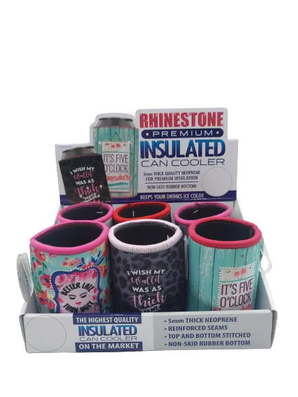 Neoprene Rhinestone Can and Bottle Cooler - 6 Per Retail Ready Display 23131