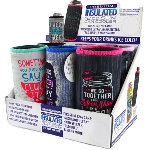 Neoprene Slim Can Cooler - 6 Pieces Per Retail Ready Display 22471