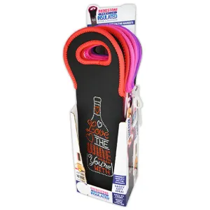 Neoprene Wine Bottle Carrier with Rhinestones - 6 Per Pieces Retail Ready Display 24523