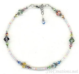 Pastel Czech Crystal Beaded Anklet