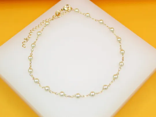 Pearl Paperclip Link Chain Bracelet (H121/E250/I481)