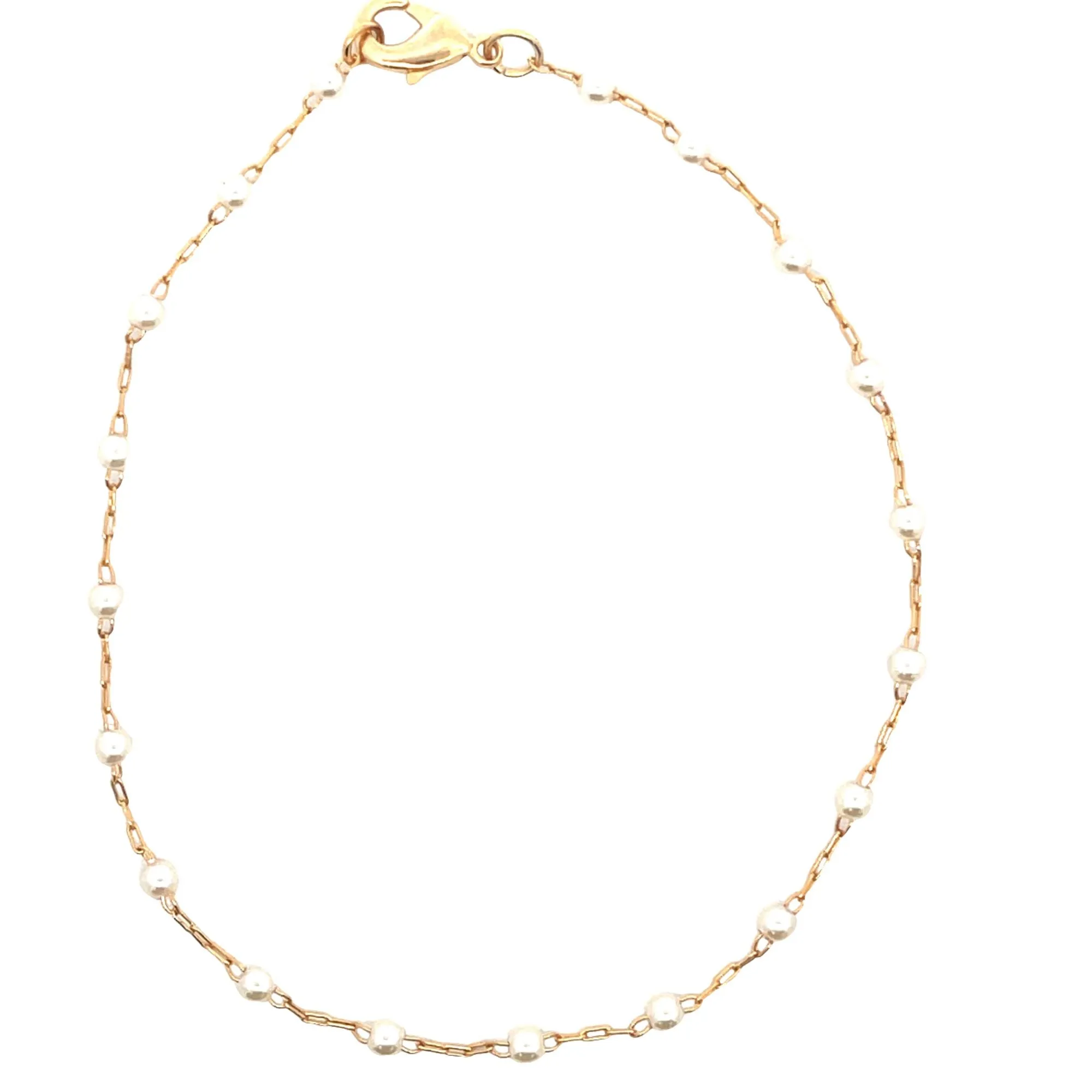 Pearl Paperclip Link Chain Bracelet (H121/E250/I481)