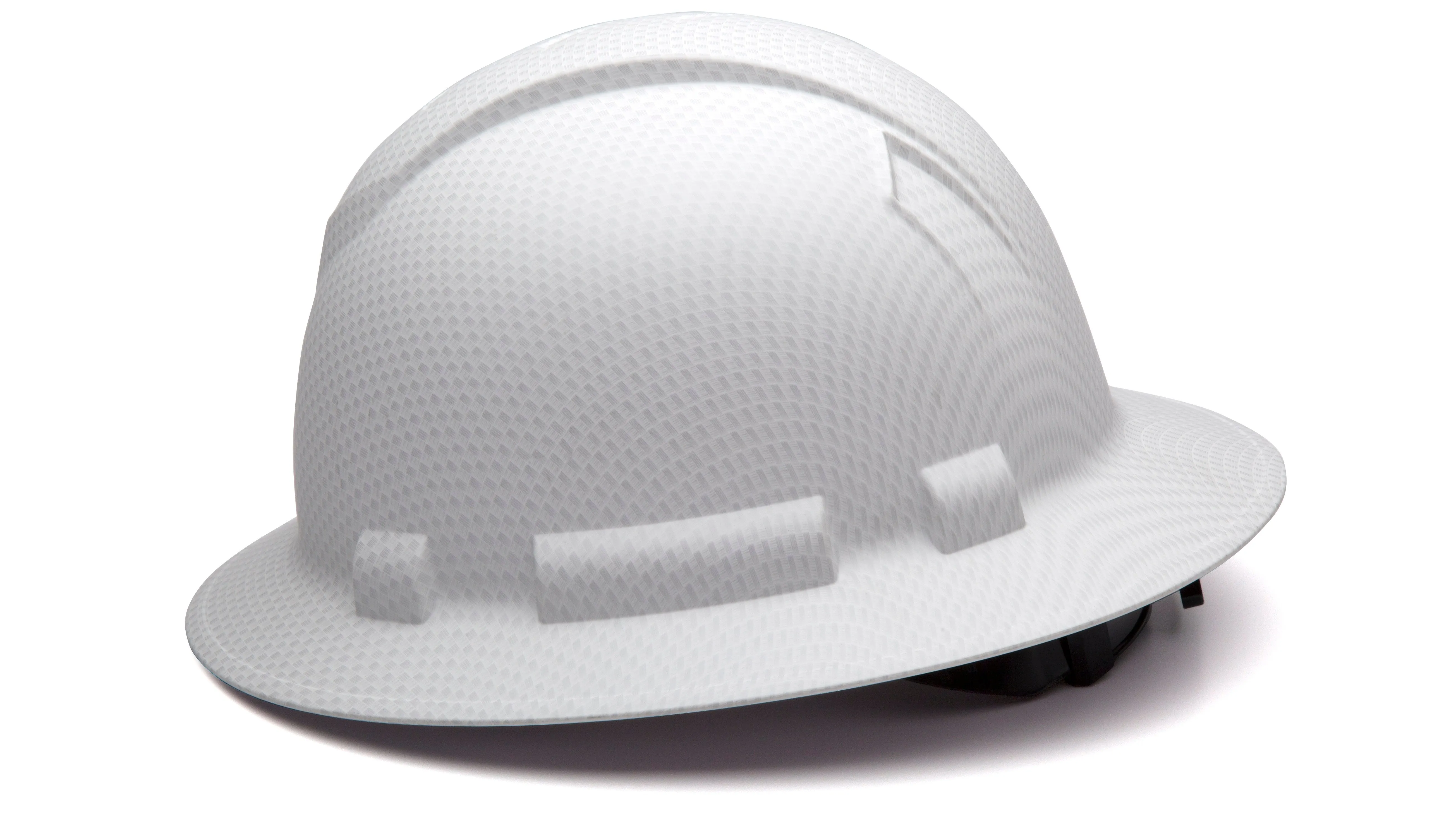 Pyramex Matte White Graphite Ridgeline Full Brim Hard Hat HP54116