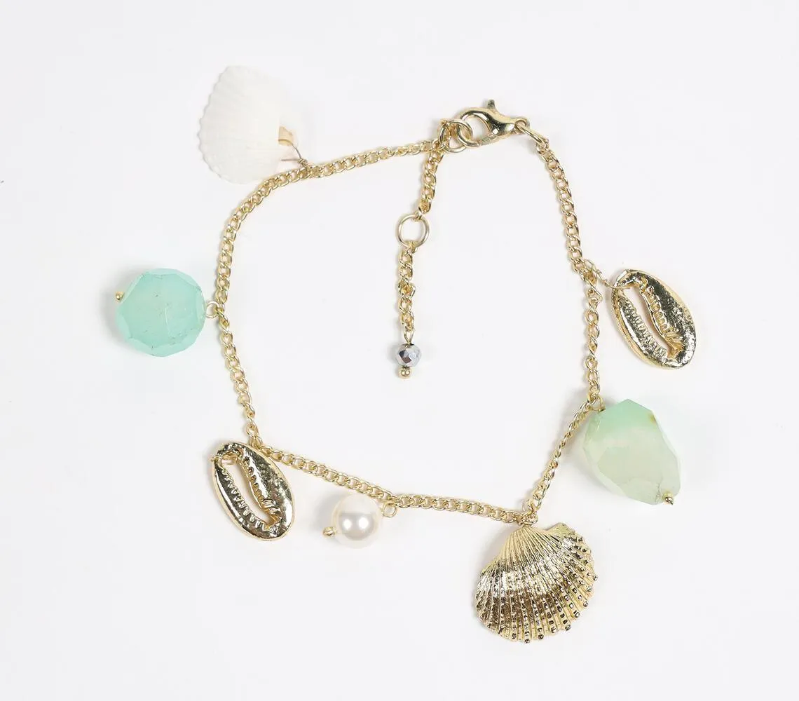 Recycled Brass & Natural Stone Charms Anklet