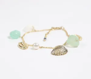 Recycled Brass & Natural Stone Charms Anklet