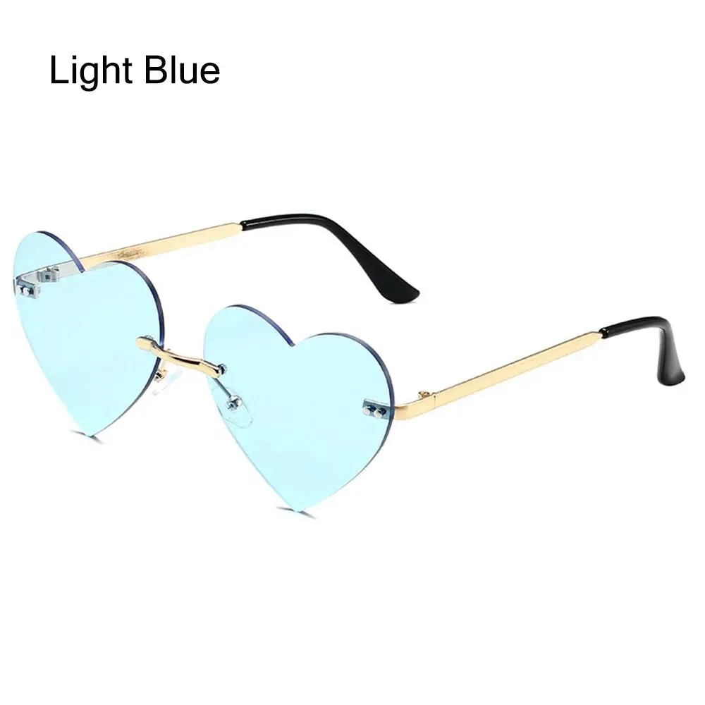 Rimless Heart Sunglasses Vintage Metal Sun Glasses for Women Trendy Heart-Shaped Glasses Fashion Hippie Glasses for Party