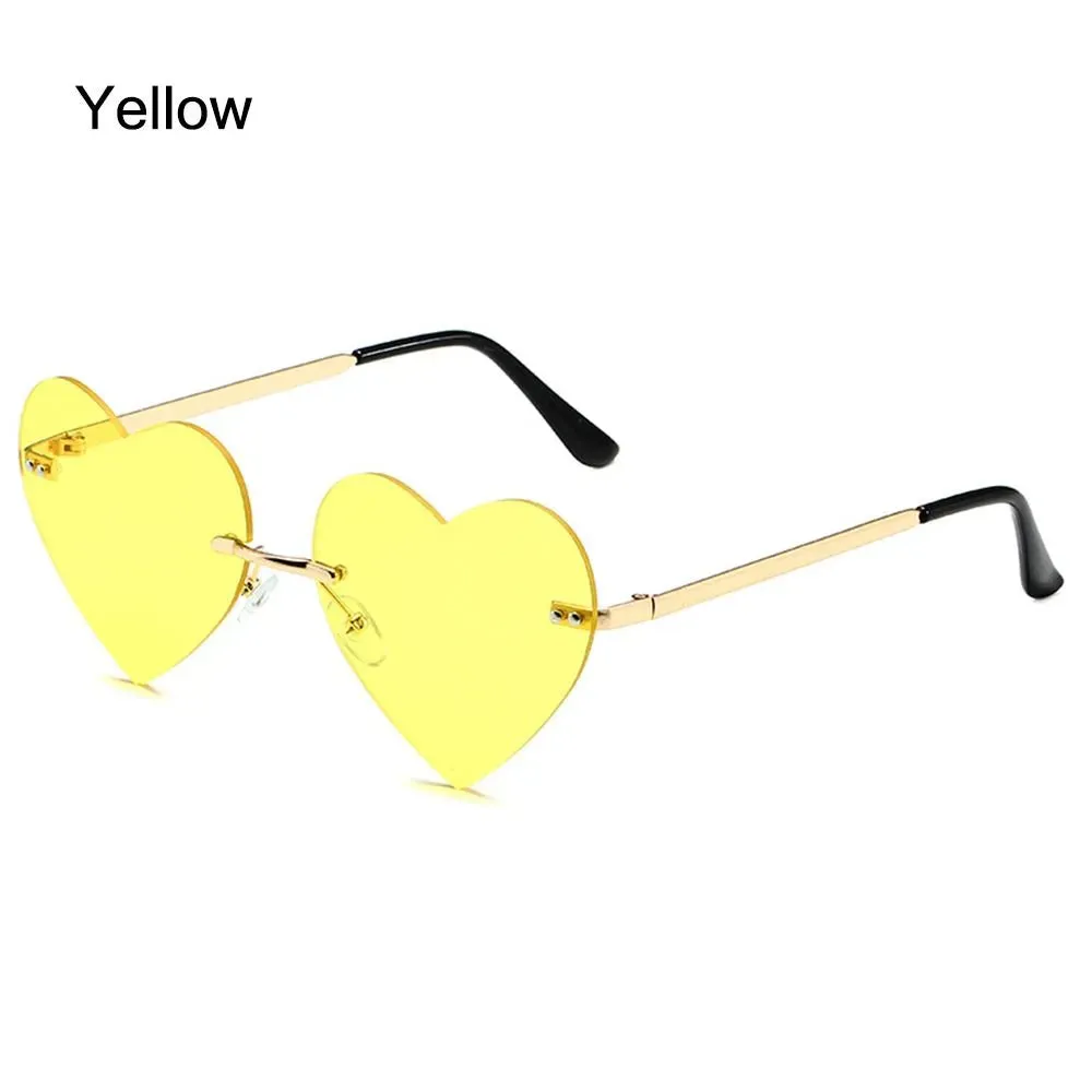 Rimless Heart Sunglasses Vintage Metal Sun Glasses for Women Trendy Heart-Shaped Glasses Fashion Hippie Glasses for Party