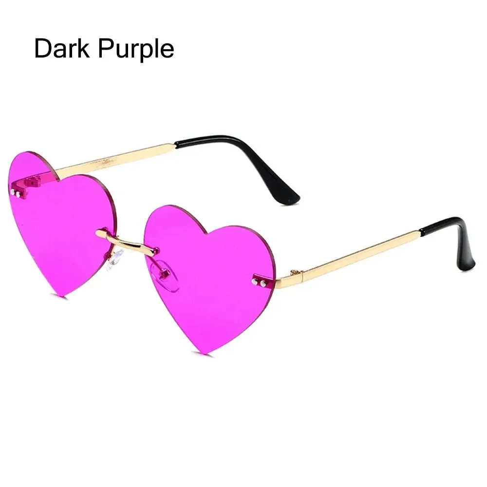 Rimless Heart Sunglasses Vintage Metal Sun Glasses for Women Trendy Heart-Shaped Glasses Fashion Hippie Glasses for Party