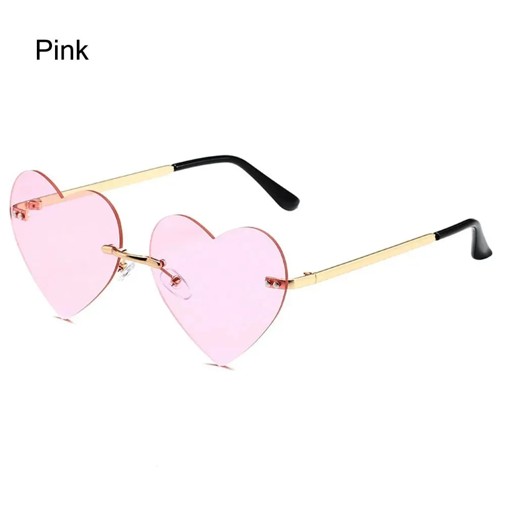 Rimless Heart Sunglasses Vintage Metal Sun Glasses for Women Trendy Heart-Shaped Glasses Fashion Hippie Glasses for Party