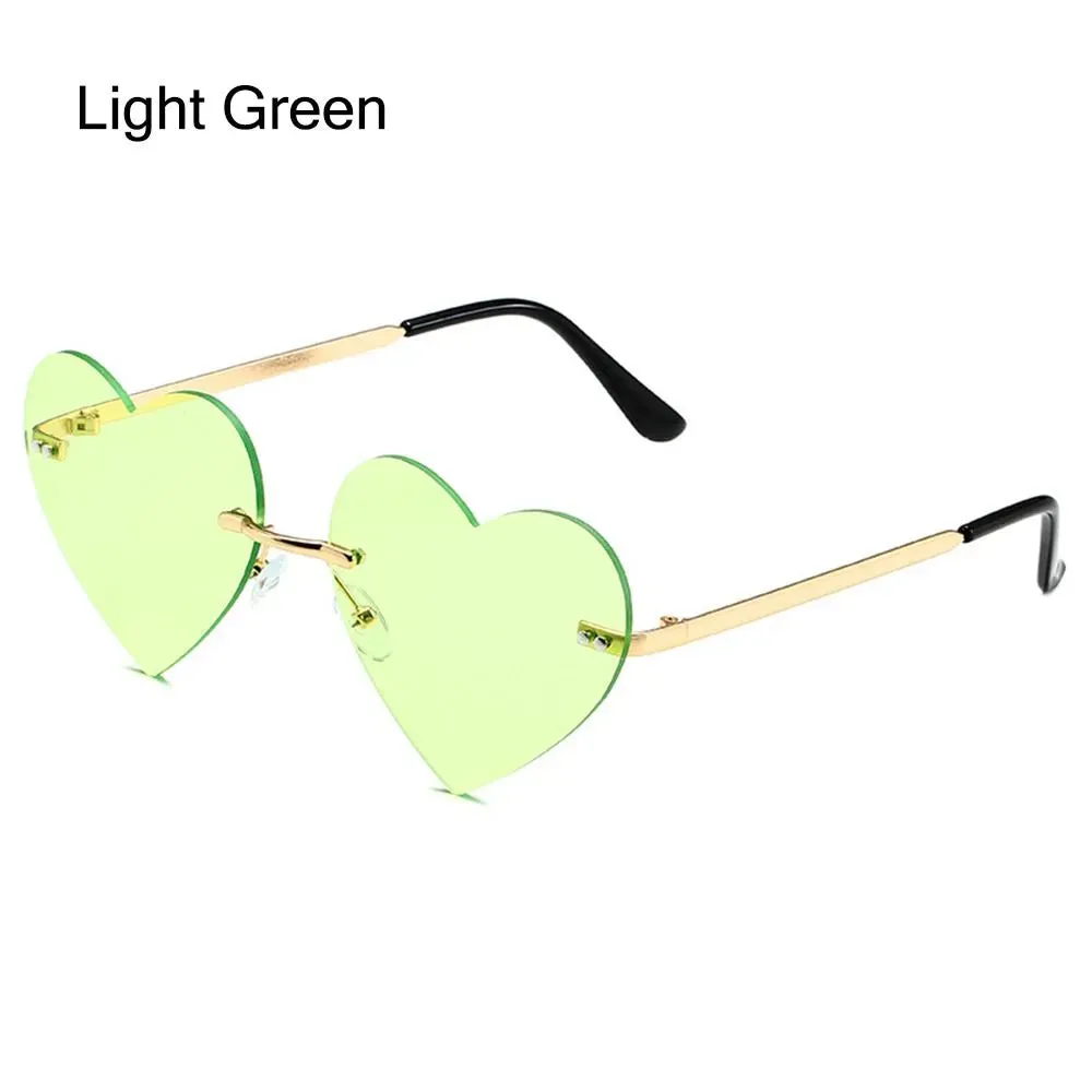 Rimless Heart Sunglasses Vintage Metal Sun Glasses for Women Trendy Heart-Shaped Glasses Fashion Hippie Glasses for Party