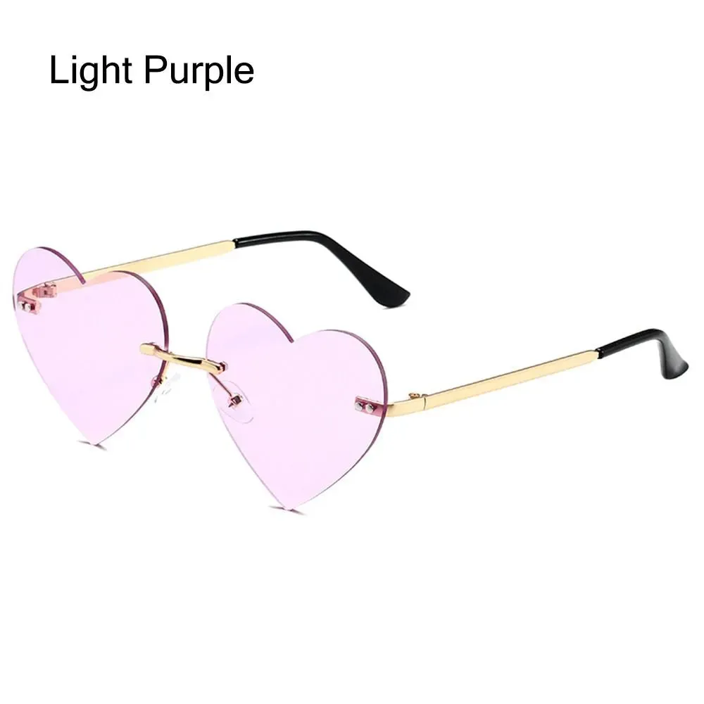 Rimless Heart Sunglasses Vintage Metal Sun Glasses for Women Trendy Heart-Shaped Glasses Fashion Hippie Glasses for Party