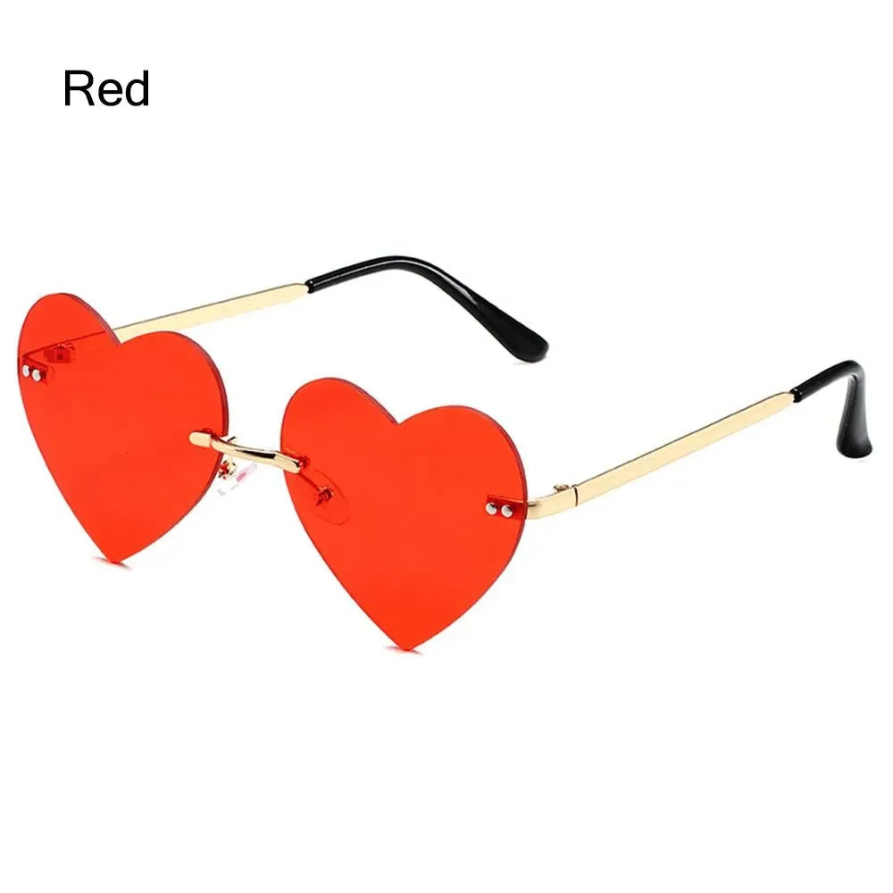 Rimless Heart Sunglasses Vintage Metal Sun Glasses for Women Trendy Heart-Shaped Glasses Fashion Hippie Glasses for Party