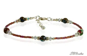 Ruby Red Quartz Pyrite Gemstone Anklet