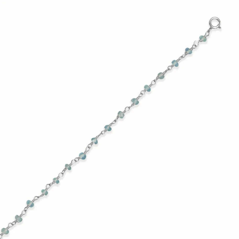 Sea Breeze Blue! 9.5"   1" Apatite Bead Anklet