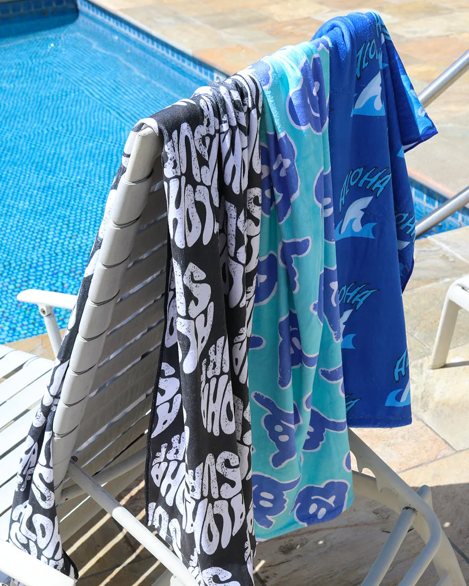 Shaka Face Aqua Beach Towel