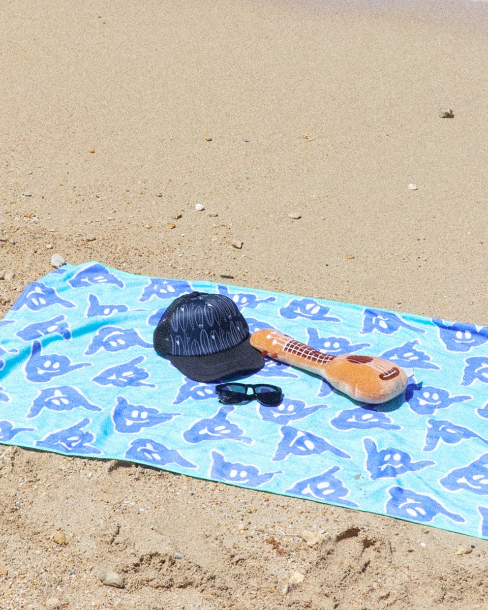 Shaka Face Aqua Beach Towel