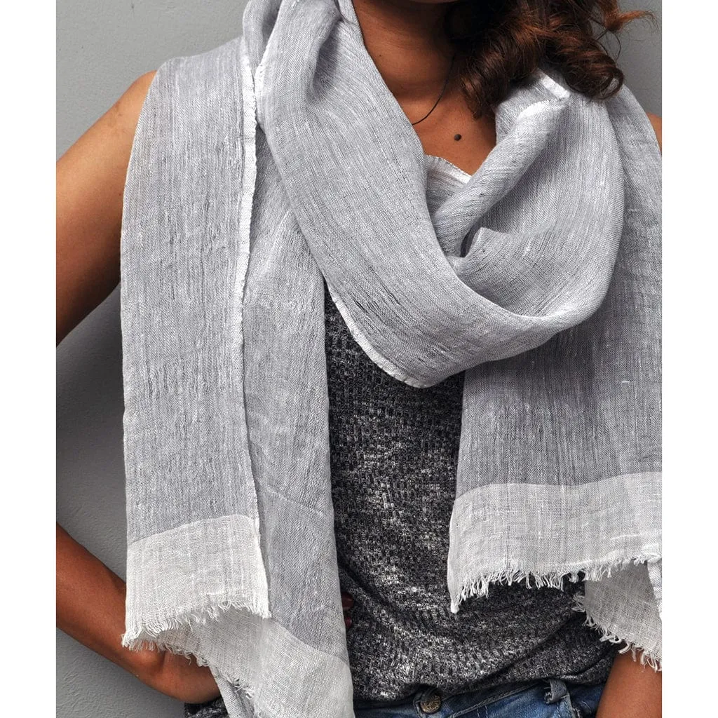 SLATE   SALT Women's Gauze Linen Two Tone Scarf