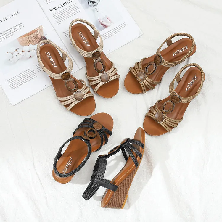 Soft Thick Sole Large Size Wedge Heel Sandals